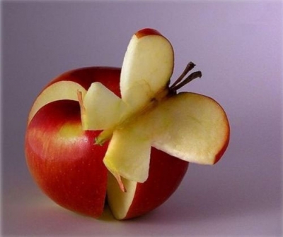 Apple Butterfly Made with a Fruit Knife