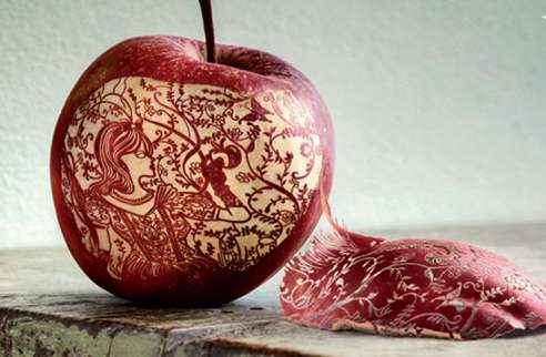 Apple Carved with a Fruit Knife